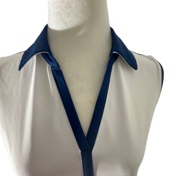 Lady Hagen Women's Blue White Sleeveless Golf Polo Collared V-Neck Top Medium - Picture 2 of 8